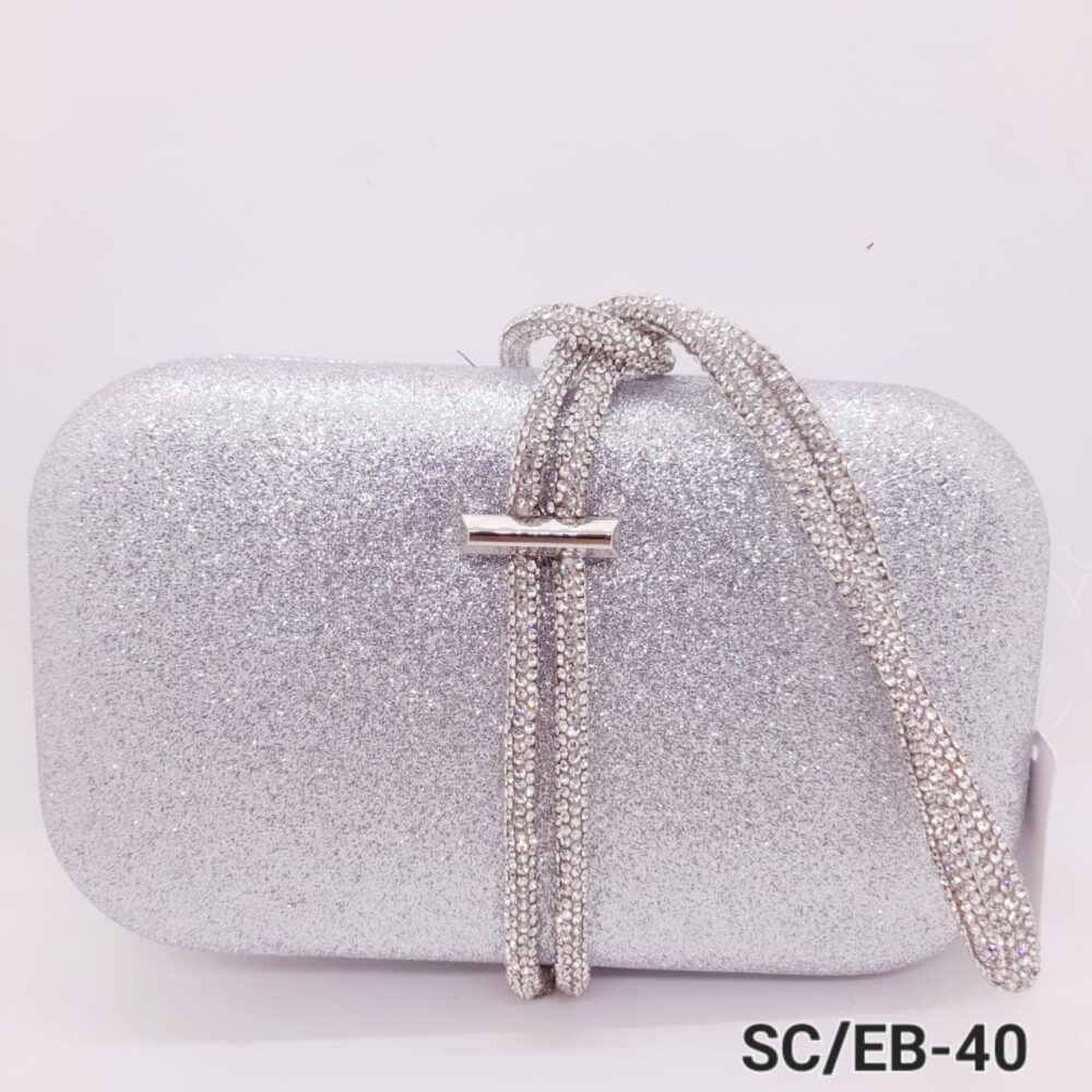 Clutch Glitter con tira de Strass  / EB-40