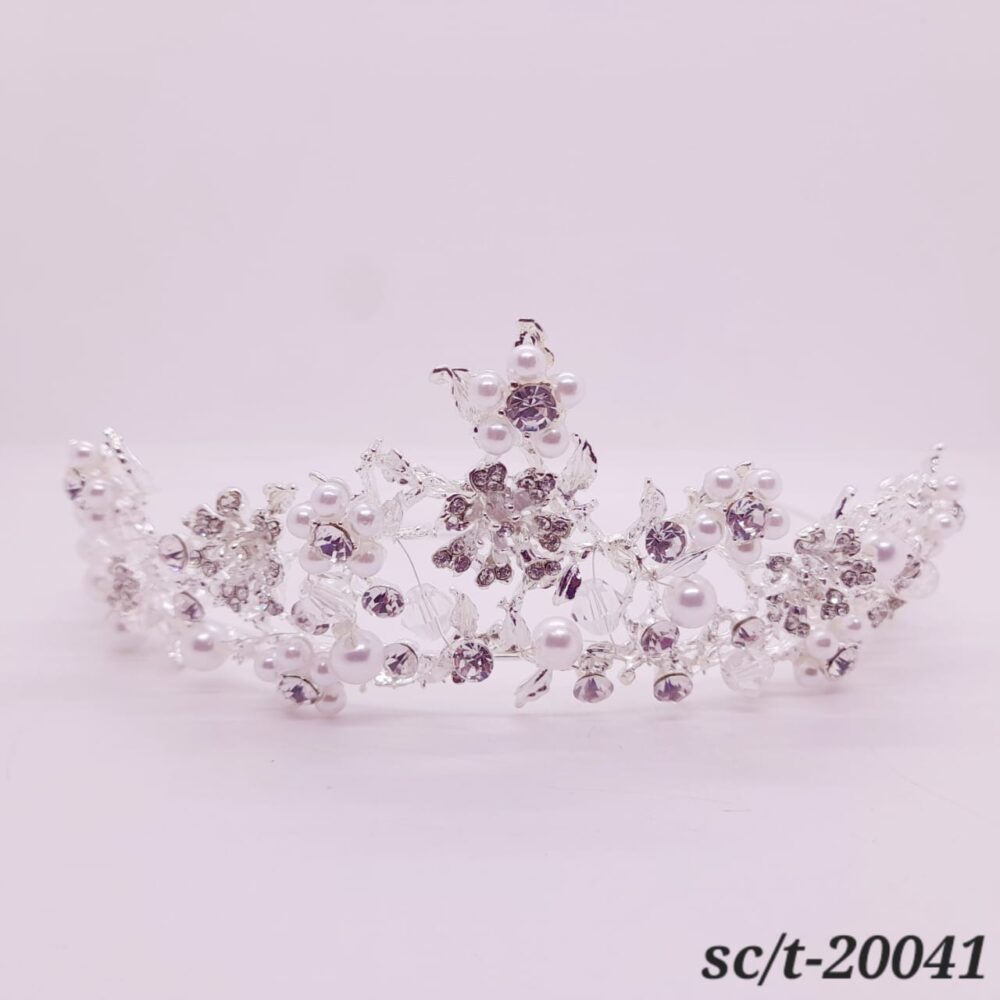 Tiara de Strass con Perlas / T-041