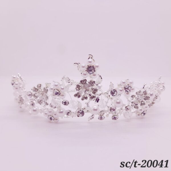 Tiara de Strass con Perlas / T-041