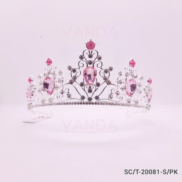 Tiara de Strass con Piedras Rosa / T-081