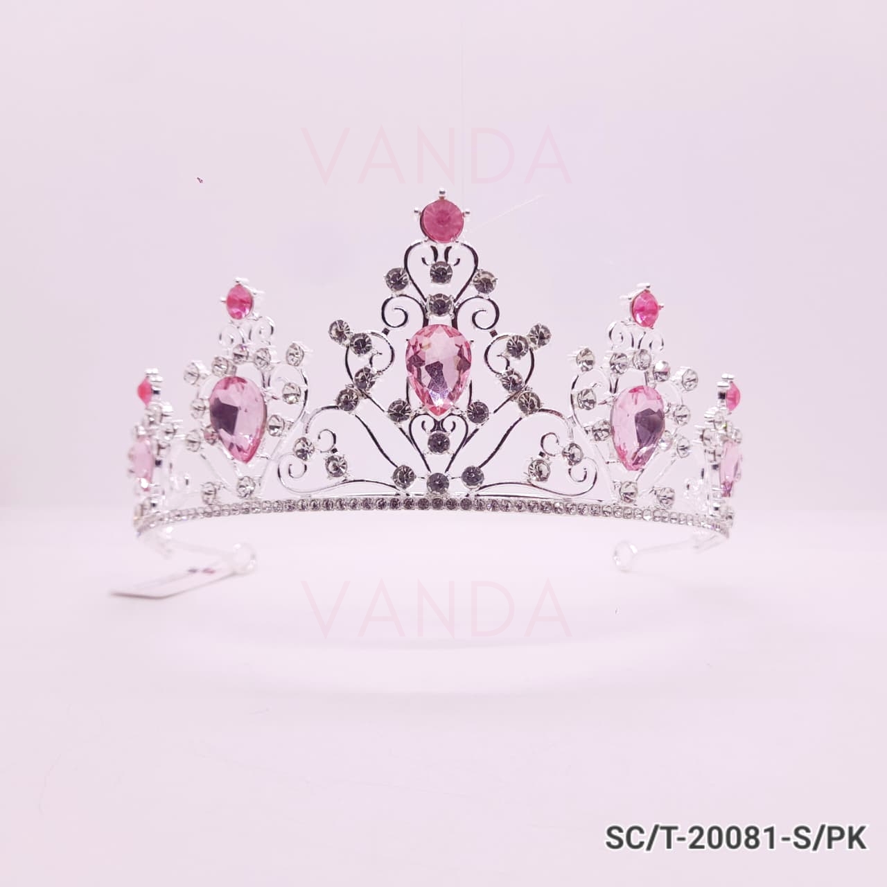 Tiara de Strass con Piedras Rosa / T-081