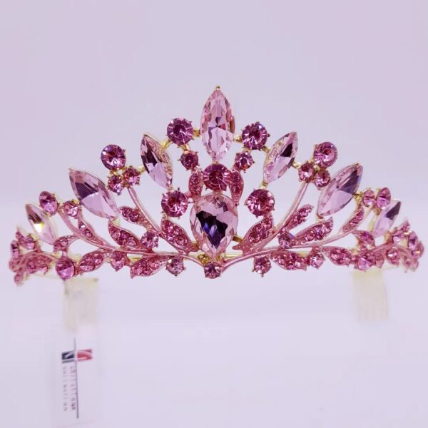 Tiara de Strass / T-1404 - DORADO/ROSA