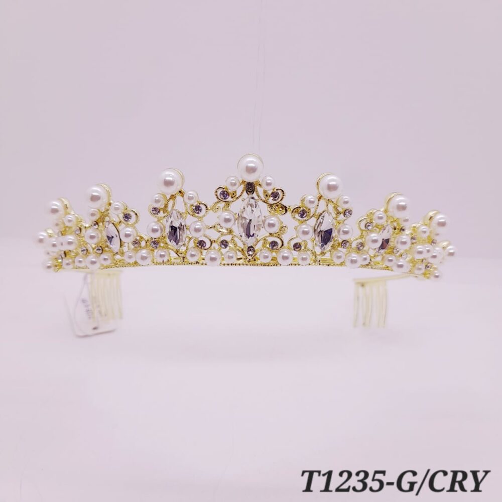Tiara de Strass con perlas / T-1235