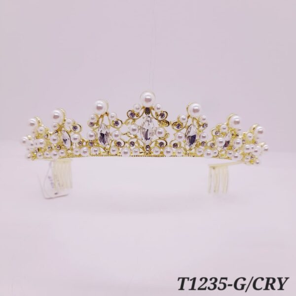 Tiara de Strass con perlas / T-1235