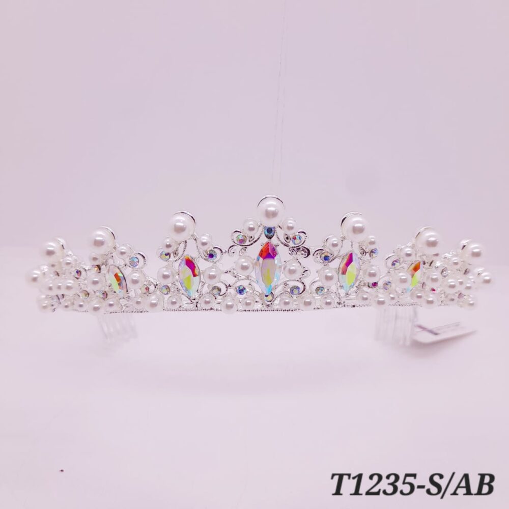 Tiara de Strass con perlas / T-1235 - Image 2