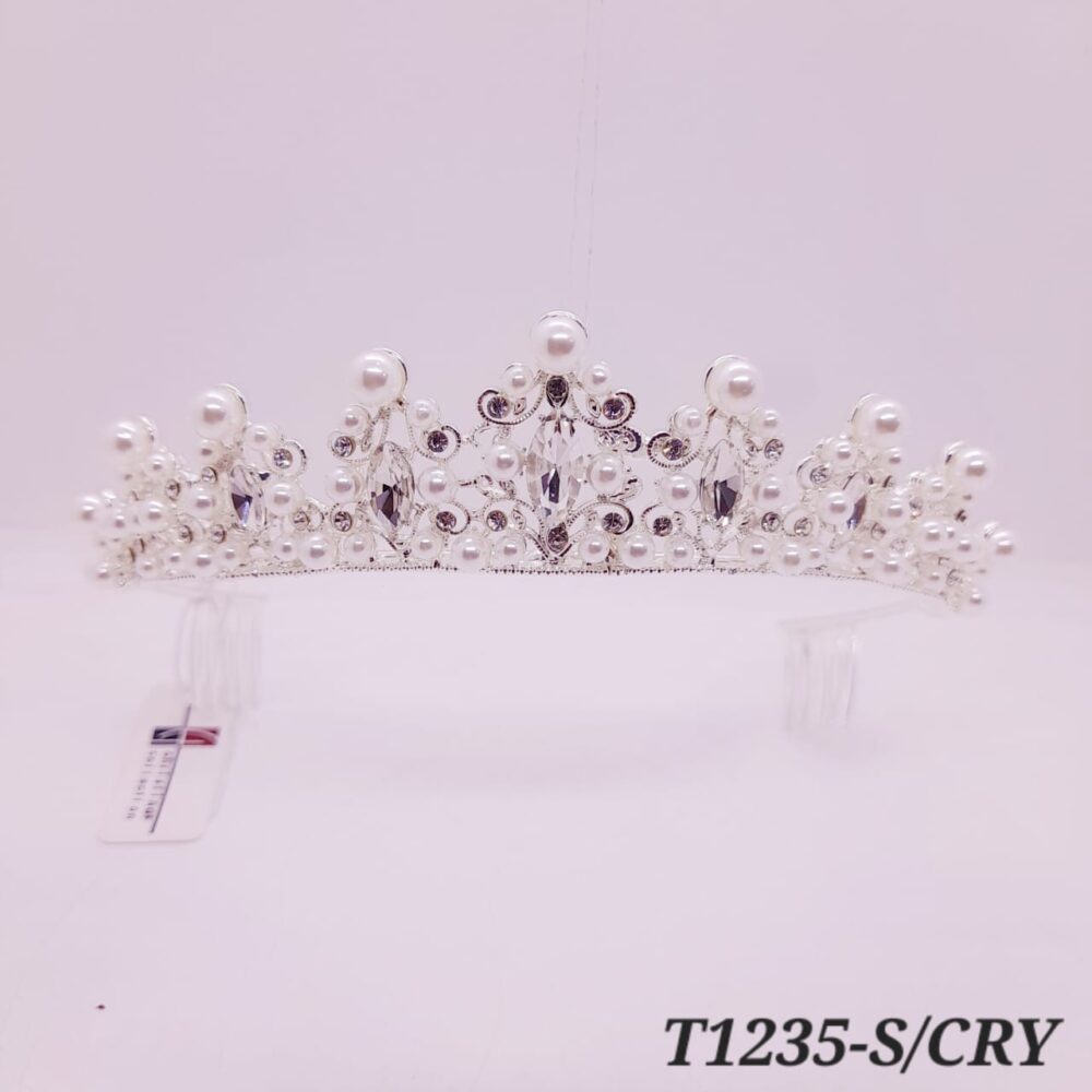 Tiara de Strass con perlas / T-1235 - Image 3