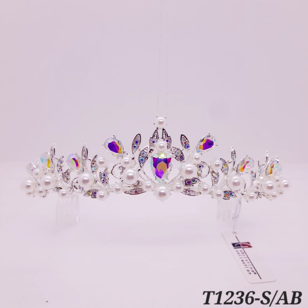 Tiara de Strass con Perlas / T-1236 - Image 3