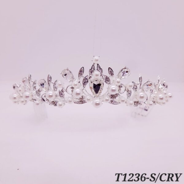 Tiara de Strass con Perlas / T-1236