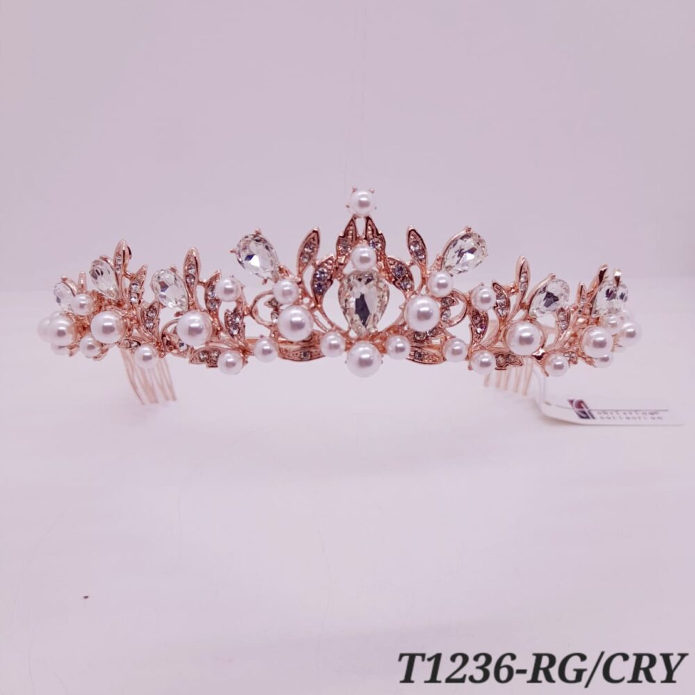 Tiara de Strass con Perlas / T-1236 - Image 2