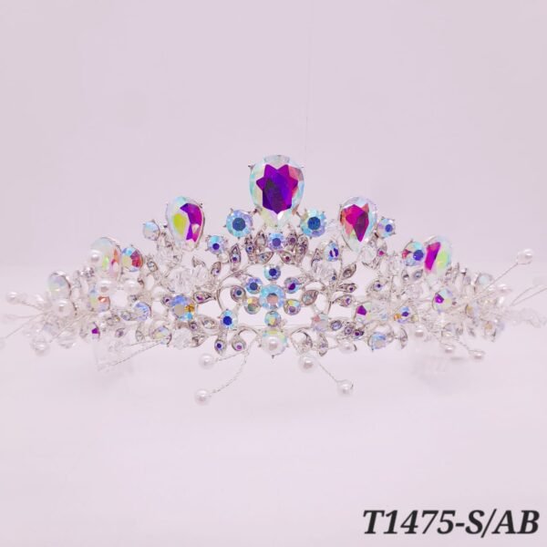 Tiara de Strass con Perlas / T-1375