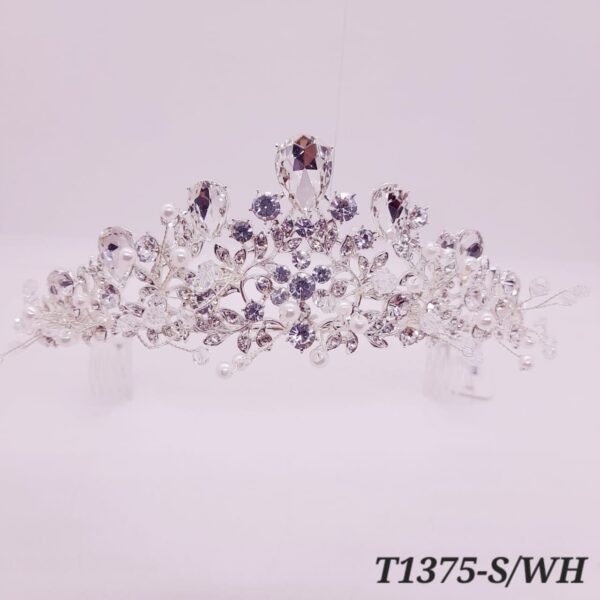 Tiara de Strass con Perlas / T-1375