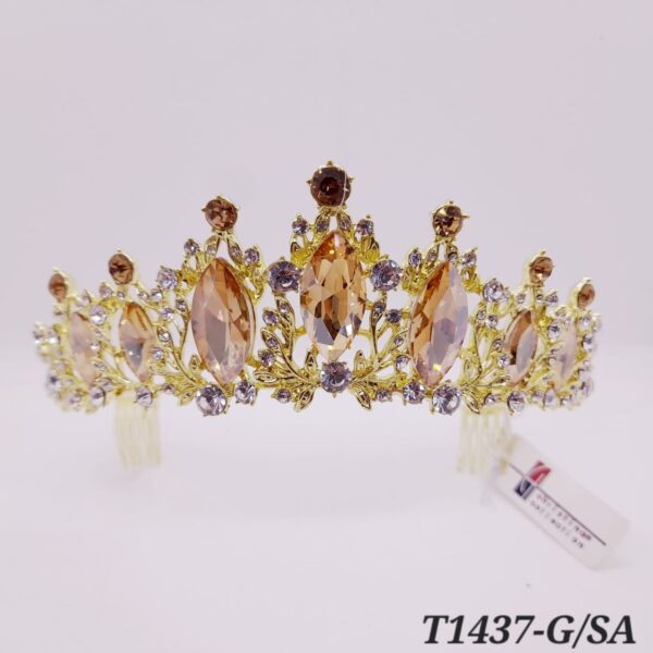 Tiara de Strass / T-1437 - DORADO/AMBAR