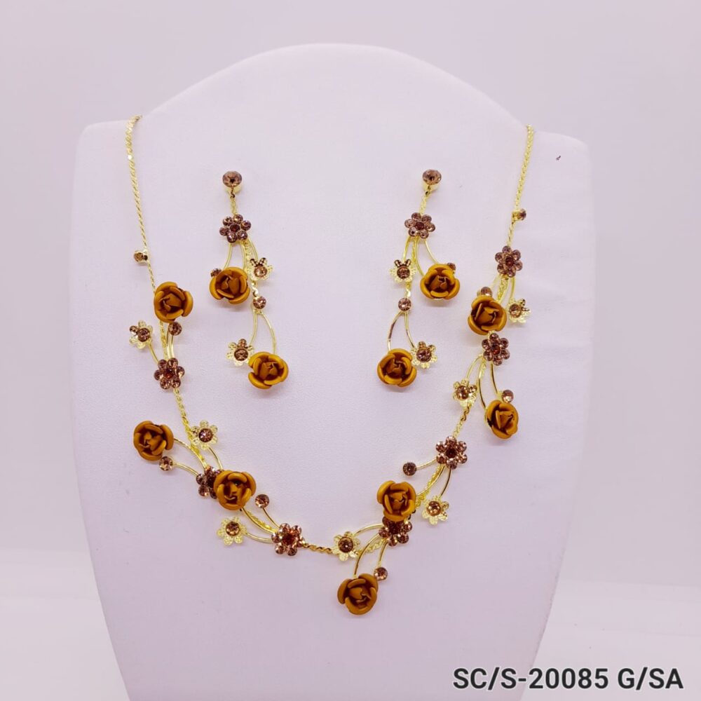 Set Collar con Aros Rosas y Detalles Strass / S-20085 - Image 8
