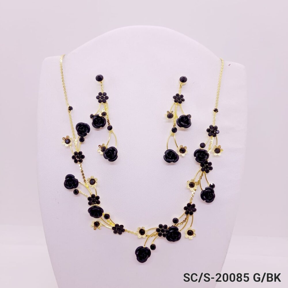 Set Collar con Aros Rosas y Detalles Strass / S-20085 - Image 7