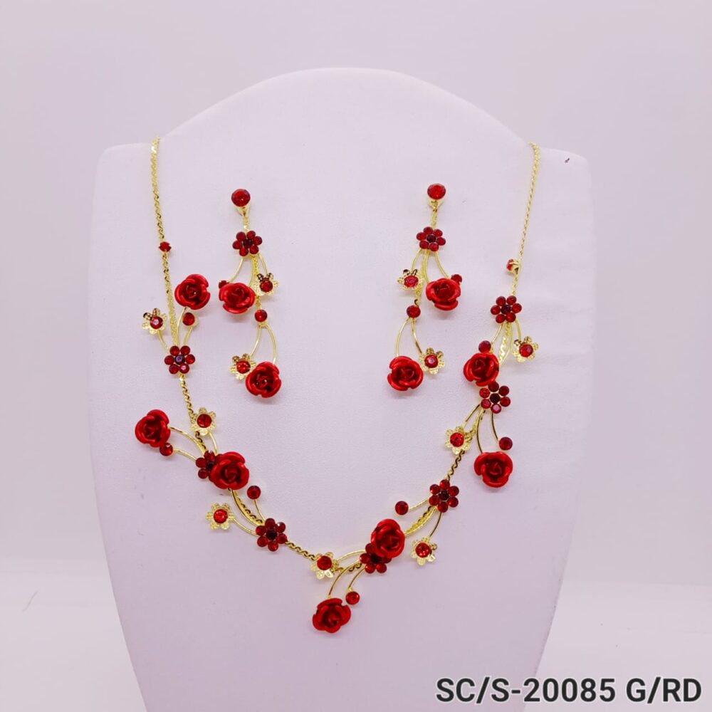 Set Collar con Aros Rosas y Detalles Strass / S-20085 - Image 6