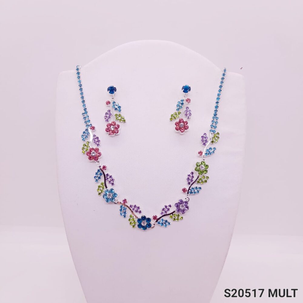 Set Collar con Aros de Strass Multicolor / S-20517