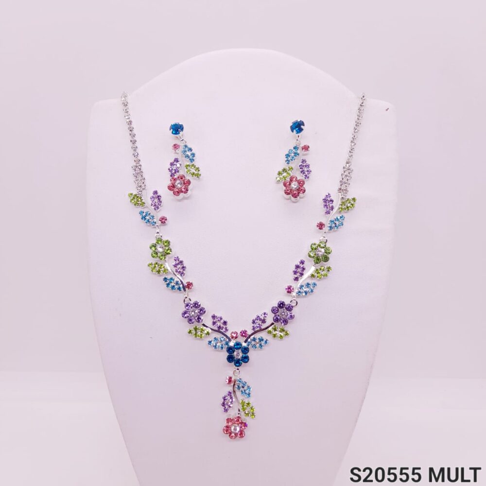 Set Collar con Aros de Strass Multicolor / S-20555