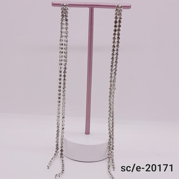 Aro de Strass Clásico tipo Lluvia 2 Hilos / E-20171 - PLATA/CRISTAL