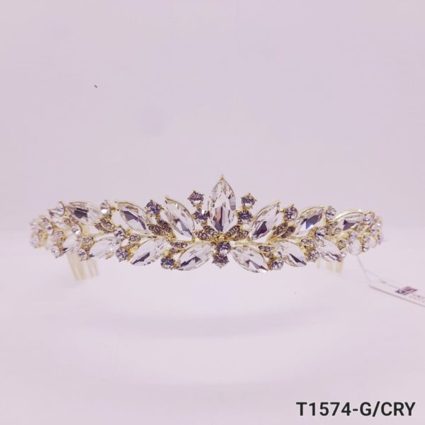 Tiara de Strass / T-1574 - DORADO/CRISTAL