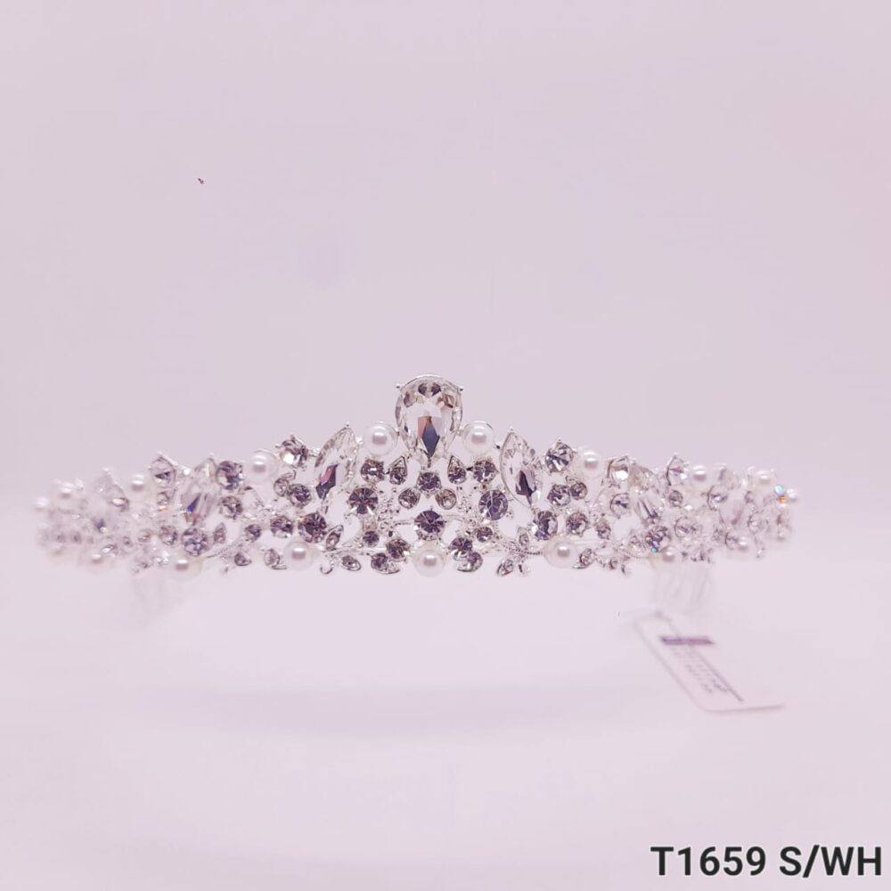 Tiara de Strass con Perlas / T-1659