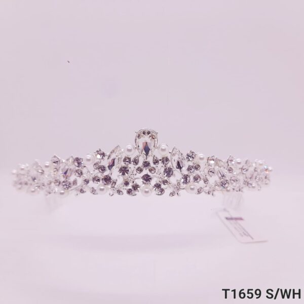 Tiara de Strass con Perlas / T-1659