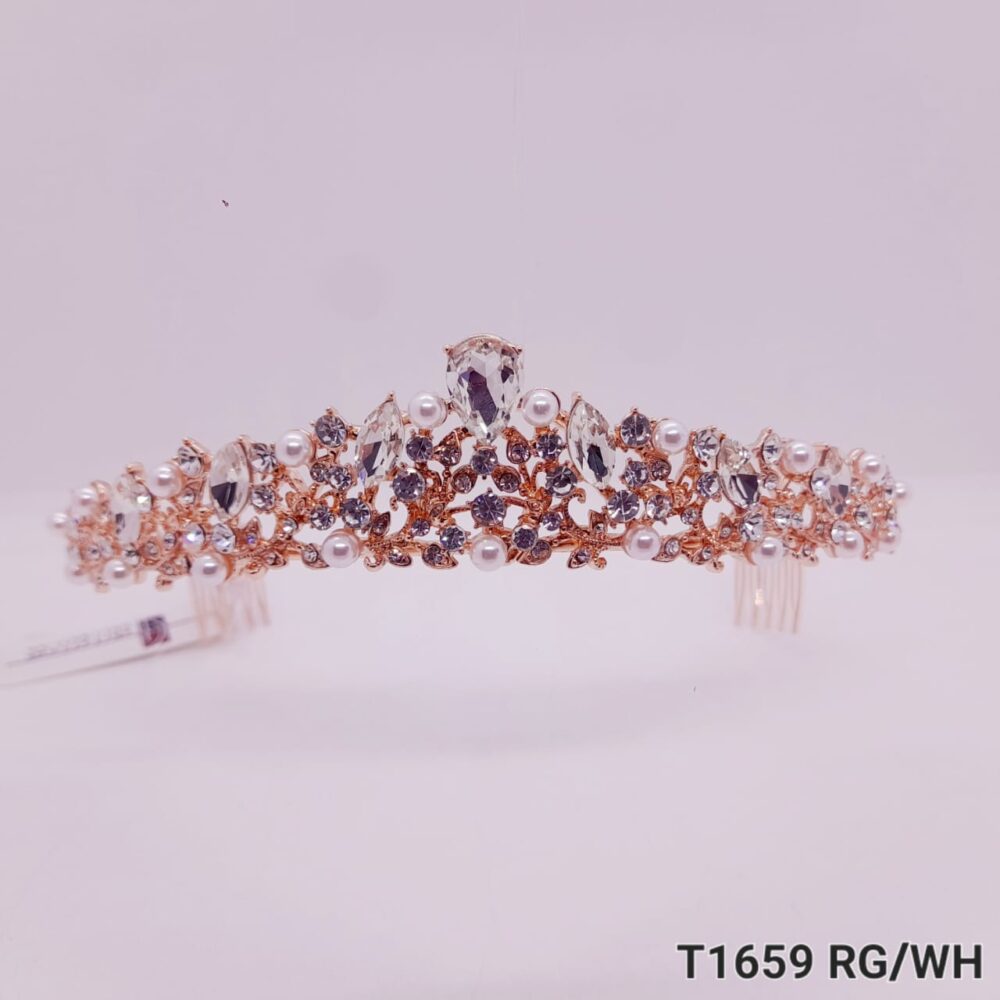 Tiara de Strass con Perlas / T-1659 - Image 3