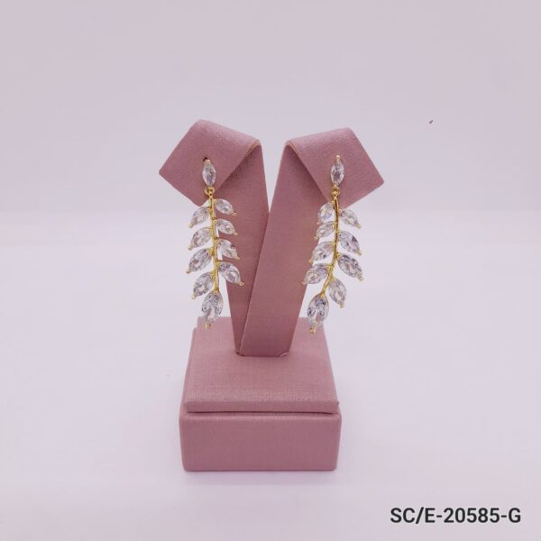 Aros de Cristal Cubic / E-20585 - DORADO/CRISTAL