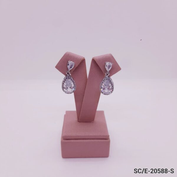 Aros de Cristal Cubic / E-20588 - PLATA/CRISTAL