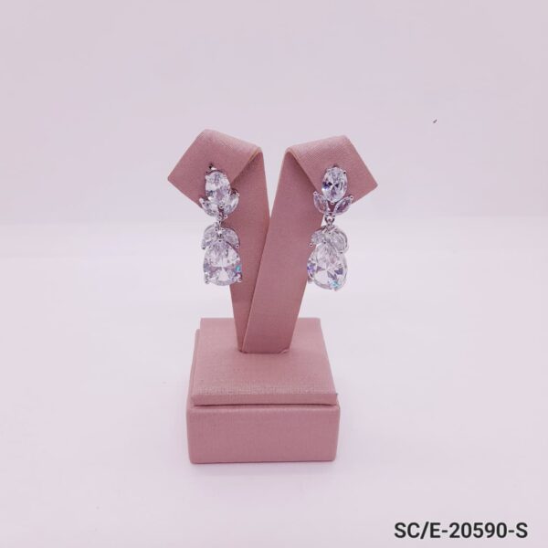 Aros de Cristal Cubic / E-20590 - PLATA/CRISTAL