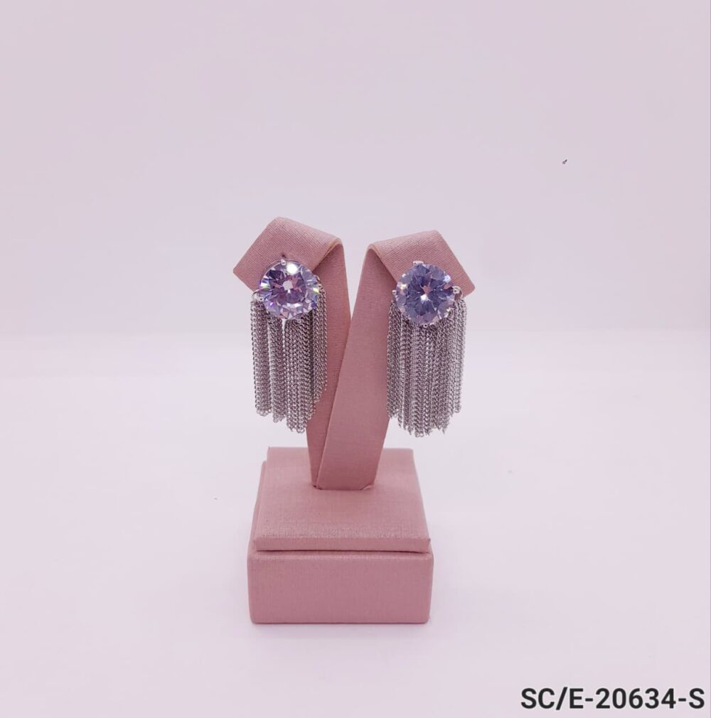 Aros de Cristal Cubic y Cadenas / E-20634