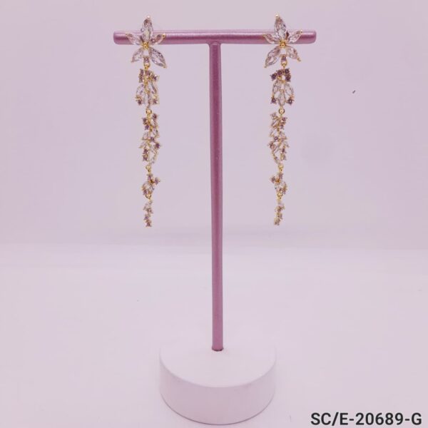 Aros de Cristal Cubic / E-20589 - DORADO/CRISTAL