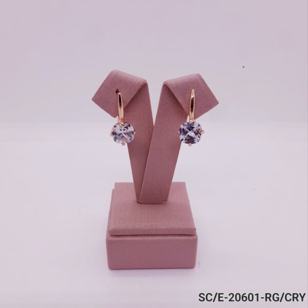 Aros de Cristal Cubic - Hipoalergénicos / E-20601 - ROSE/CRISTAL