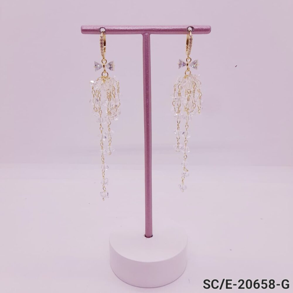 Aros de Cubic con Cadenas de Cristales- Hipoalergénicos / E-20658 - Image 5