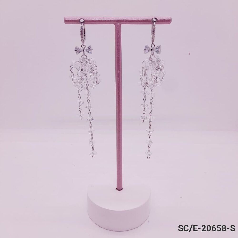 Aros de Cubic con Cadenas de Cristales- Hipoalergénicos / E-20658 - Image 3