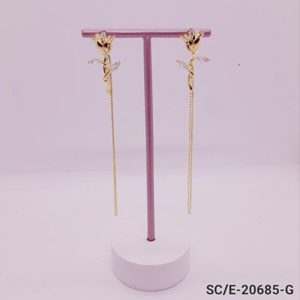 Aros de Rosa de Cristal con Cadenas - Hipoalergénicos / E-20685