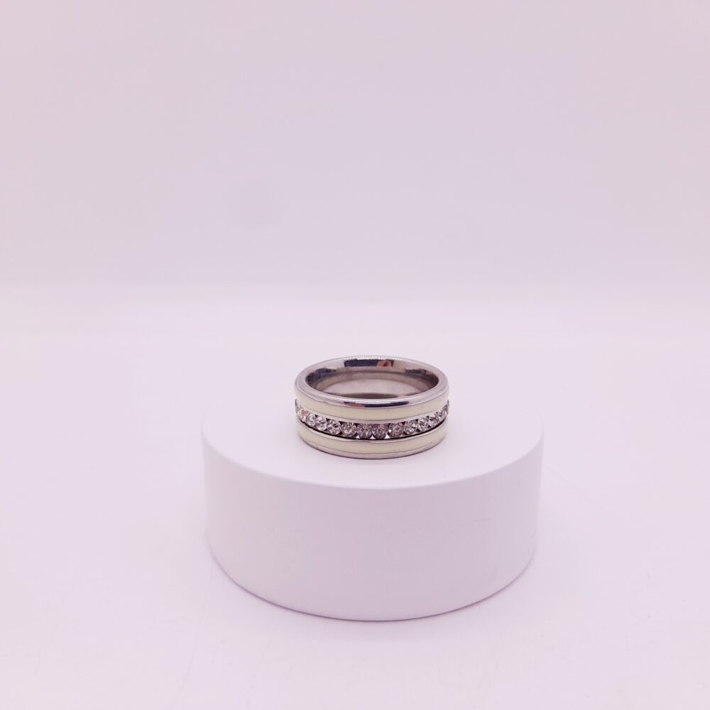 Anillo de Strass y Esmaltado de Acero Quirúrgico / RS-1018