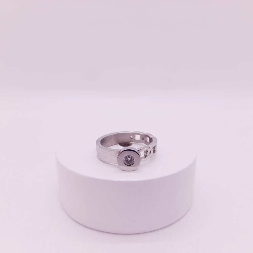Anillo de Strass y Cadena de Acero Quirúrgico / RS-1025