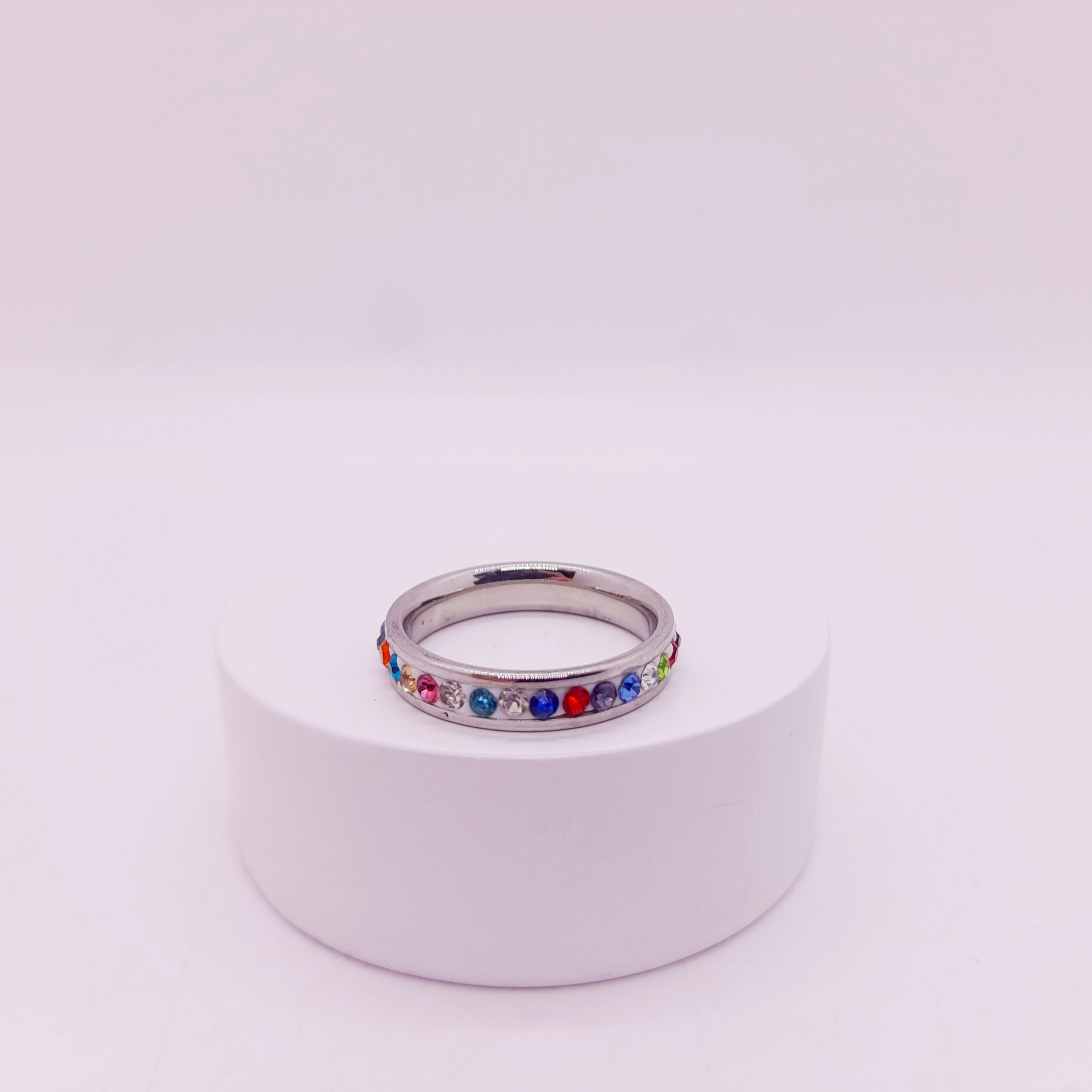 Anillo de Strass Multicolor de Acero Quirúrgico / RS-1026