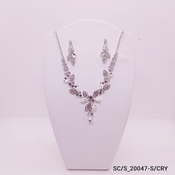 Set Collar con Aros de Strass / S-20047 - PLATA/CRISTAL