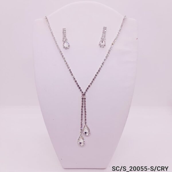 Set Collar con Aros de Strass / S-20055 - PLATA/CRISTAL