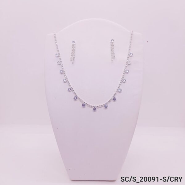 Set Collar con Aros de Strass / S-20091 - PLATA/CRISTAL