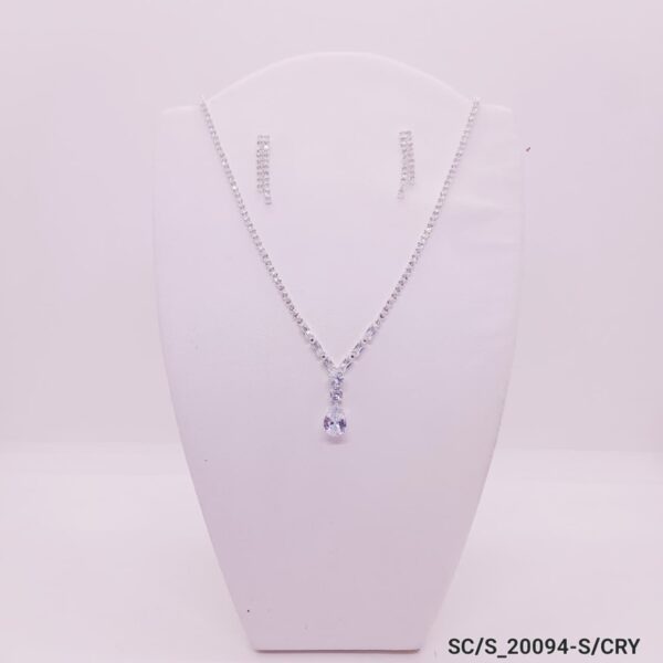 Set Collar con Aros de Strass / S-20094 - PLATA/CRISTAL