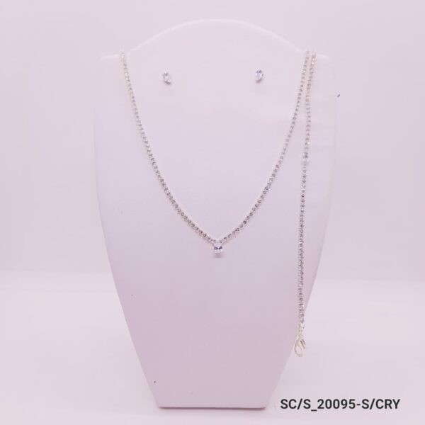 Set Collar con Aros de Strass con Pulsera / S-20095 - PLATA/CRISTAL