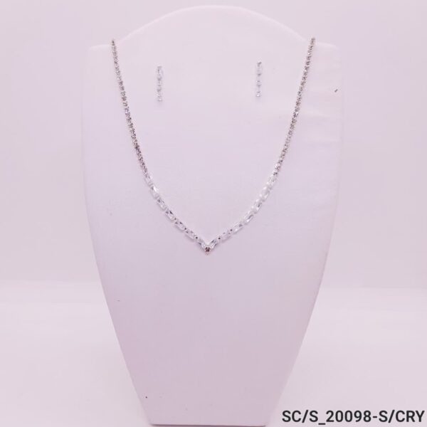 Set Collar con Aros de Strass / S-20098 - PLATA/CRISTAL
