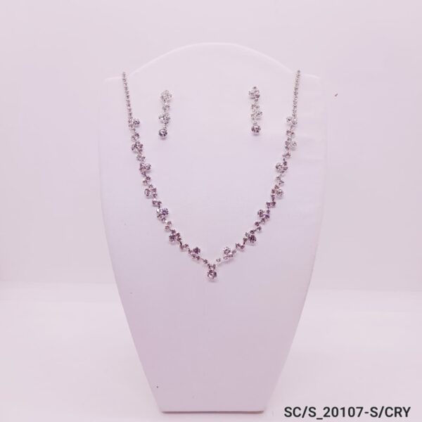 Set Collar con Aros de Strass / S-20107 - PLATA/CRISTAL