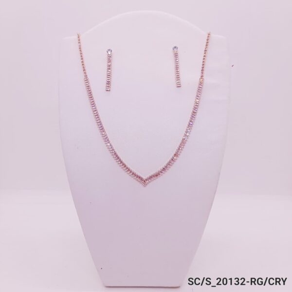 Set Collar con Aros de Strass / S-20132 - ROSE/CRISTAL