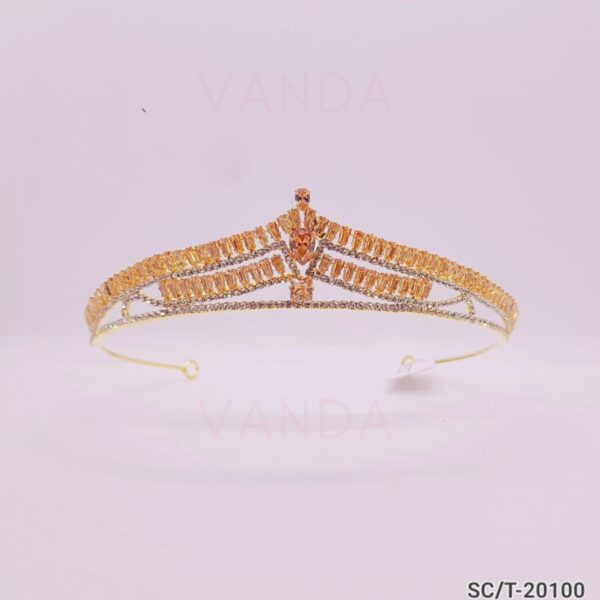 Tiara de Cubic Ambar y Cristal / T-100