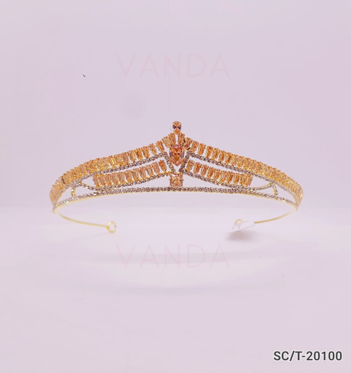 Tiara de Cubic Ambar y Cristal / T-100