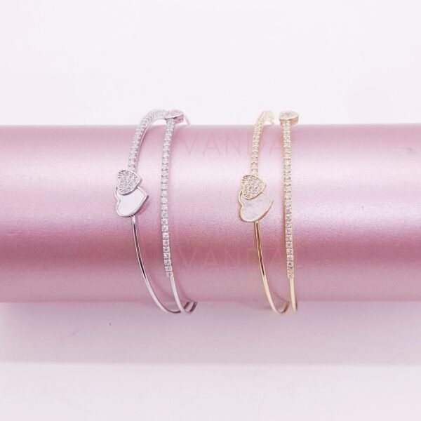 Pulsera Ajustable de Strass Corazón tipo Nacarado / B-20120