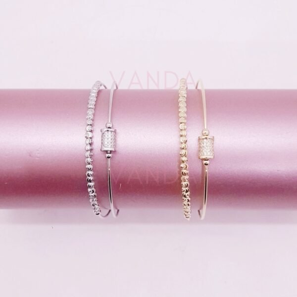 Pulsera Ajustable de Strass y Cubic / B-20125